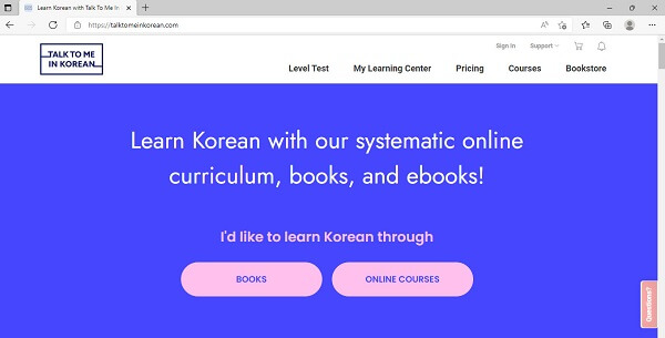 Chọn Online Courses và bắt đầu học tiếng Hàn với Talk to me in Korean
