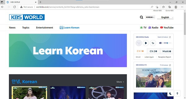 Trang web học tiếng Hàn miễn phí của đài KBS