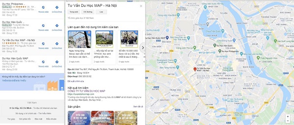 Định vị trên Google Maps của Công Ty Cổ Phần Tư Vấn Du Học MAP – Văn phòng Hà Nội